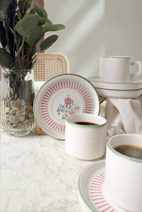 Hermia Juego de tazas de té de 12 piezas en color blanco